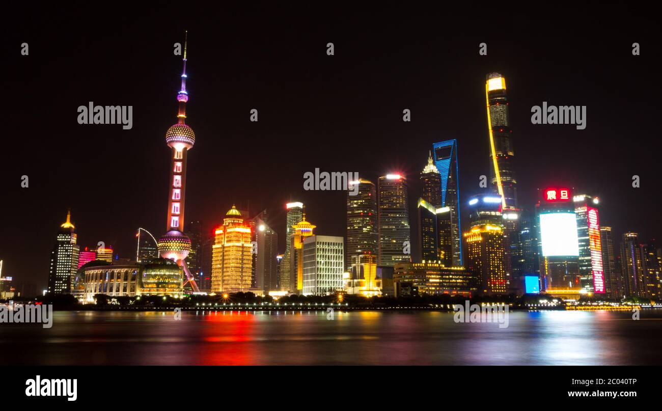 Shanghai Skyline By Night Shanghai China Stock Photo Alamy