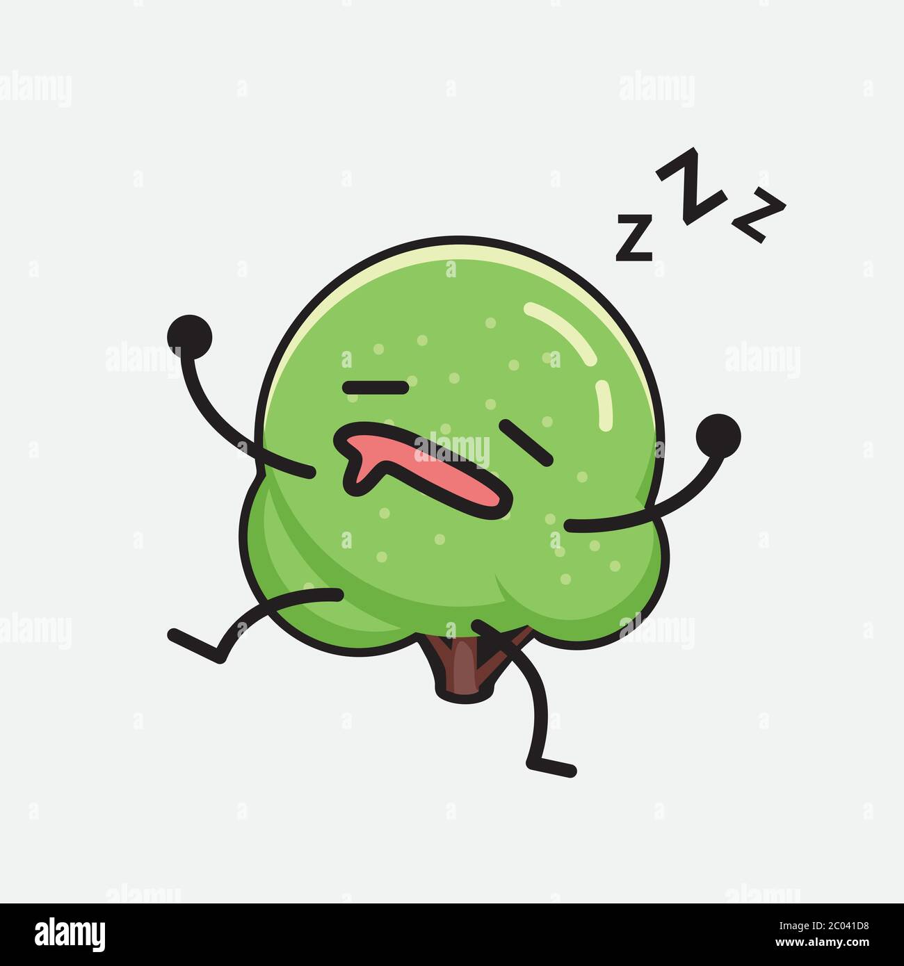 An illustration of Cute Green Rounded Tree Mascot Vector Character in ...