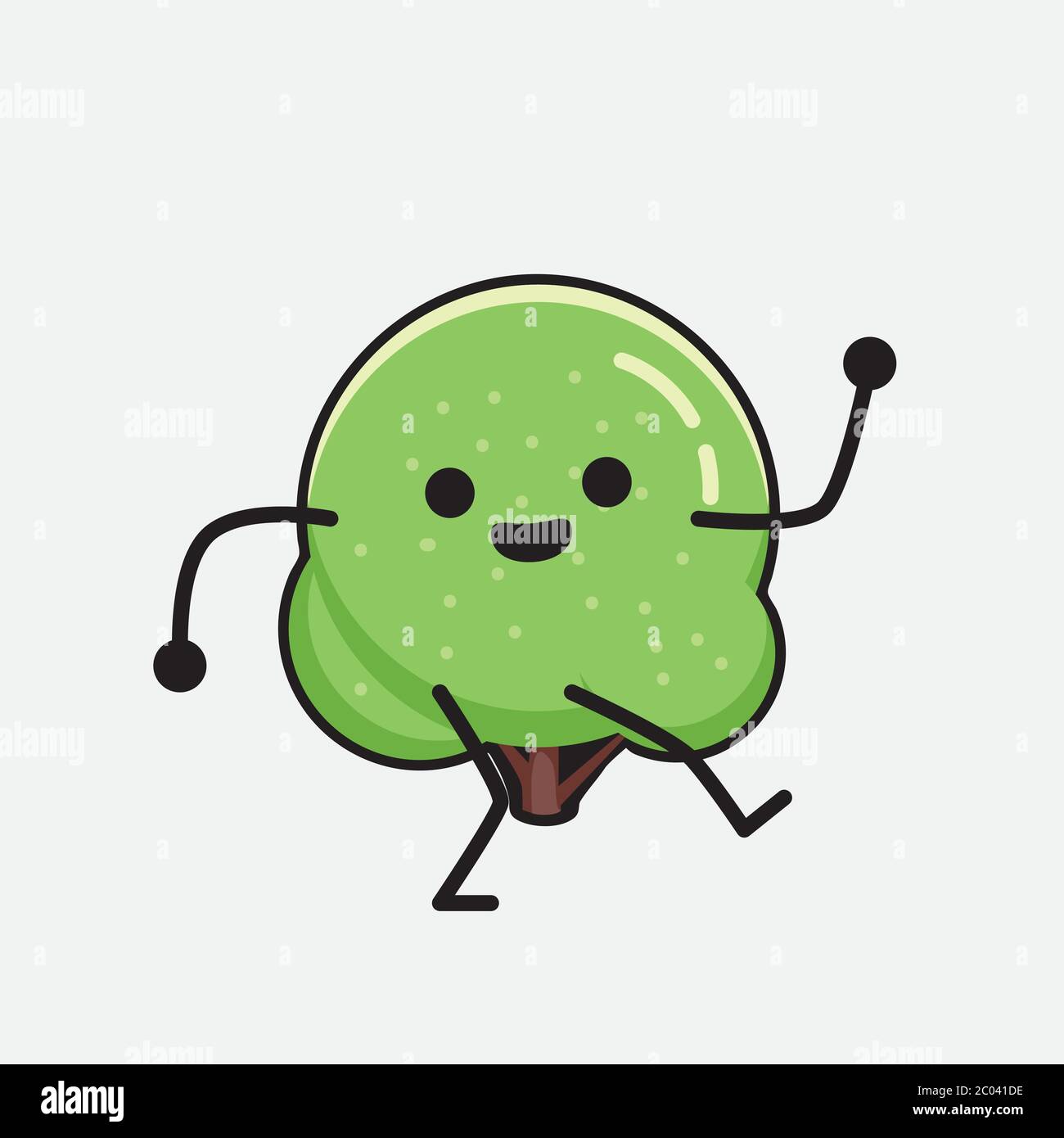 An illustration of Cute Green Rounded Tree Mascot Vector Character in ...