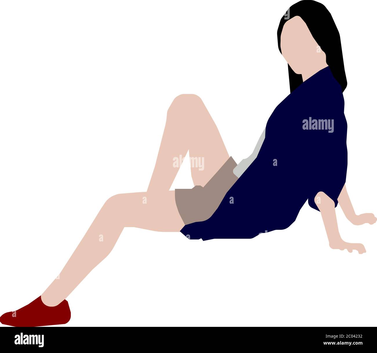 Sitting female person flat vector illustration Stock Vector