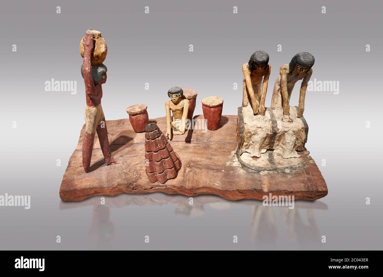 Ancient Egyptian wooden model of bread making, Middle Kingdom, 12th Dynasty, (1939-1875 BC), Asyut., Tomb of Minhotep Egyptian Museum, Turin. Cat 8789 Stock Photo