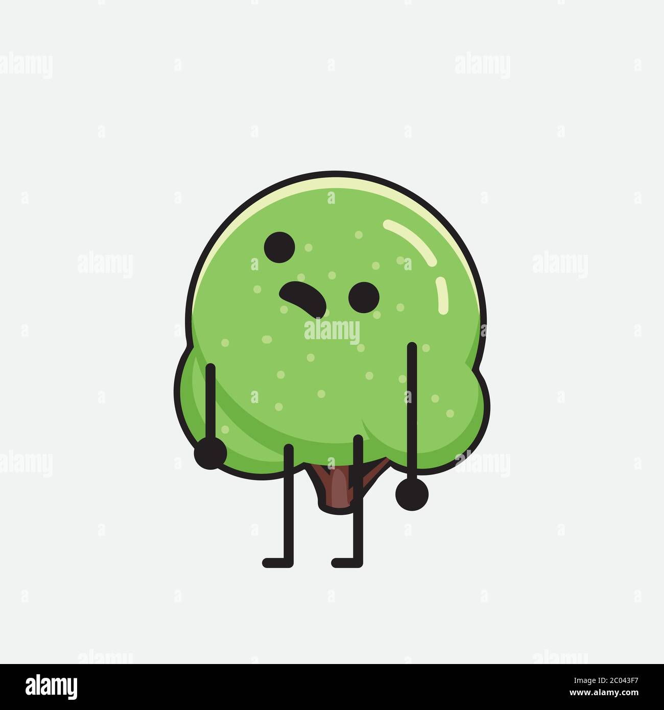 An illustration of Cute Green Rounded Tree Mascot Vector Character in ...