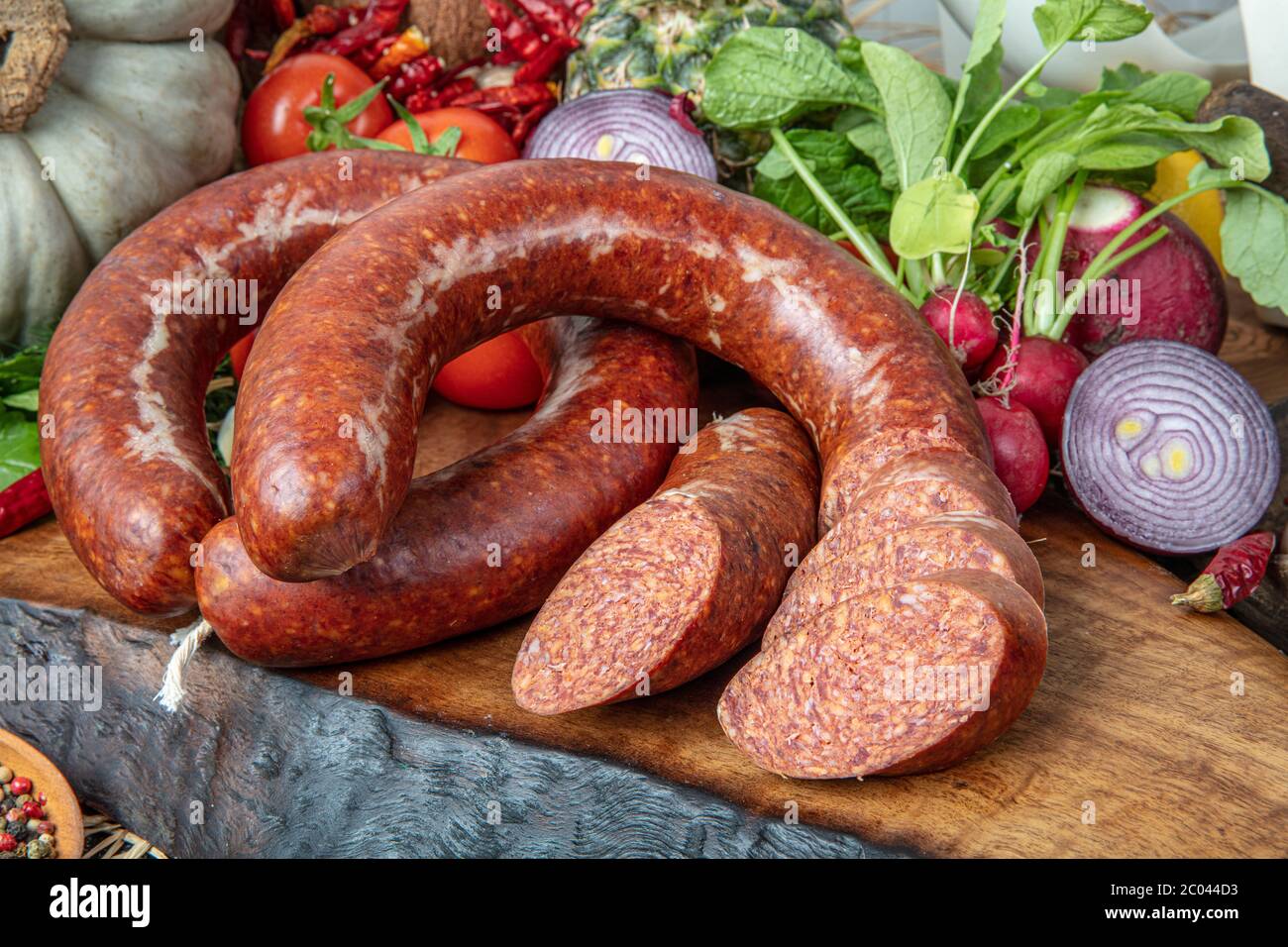 Sugiuc Sausage ( Turkish Sucuk ) concept photo. Turkish sausage kangal sucuk ...