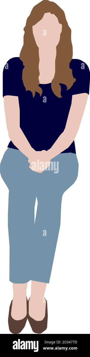Sitting female person flat vector illustration Stock Vector Image & Art ...