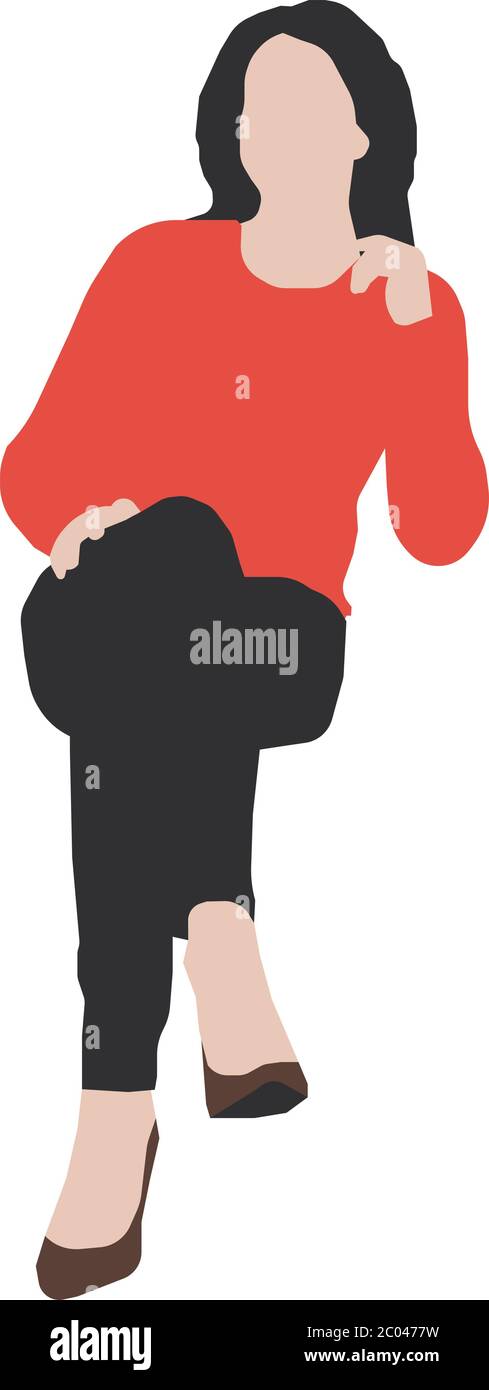 Sitting female person flat vector illustration Stock Vector Image & Art ...