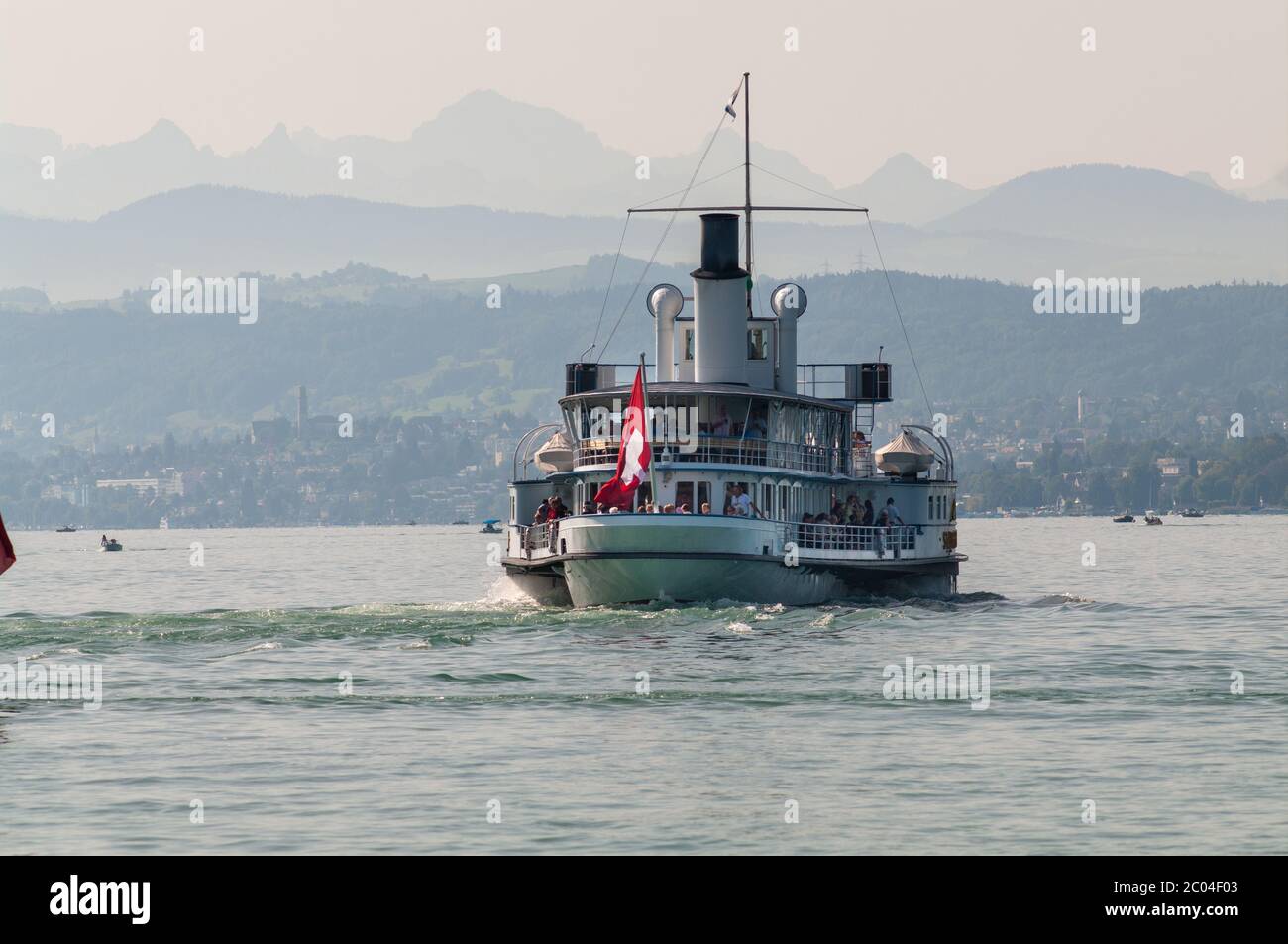 Stadt Rapperswill with Glarner Alps in background Stock Photo