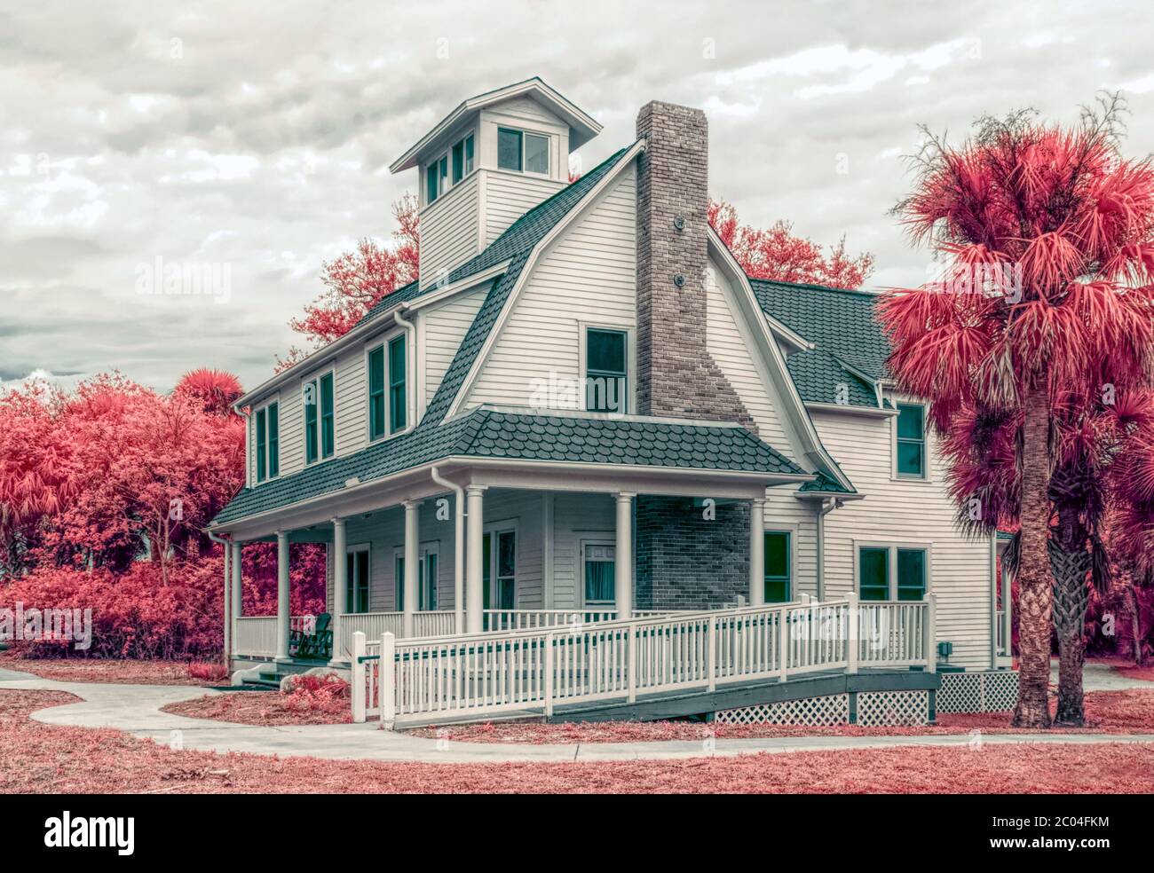 Eldora Statehouse of Canaveral National Seashore photographed in Infrared IR Chrome . An Historical site from the Eldora Community, a winter resort Stock Photo