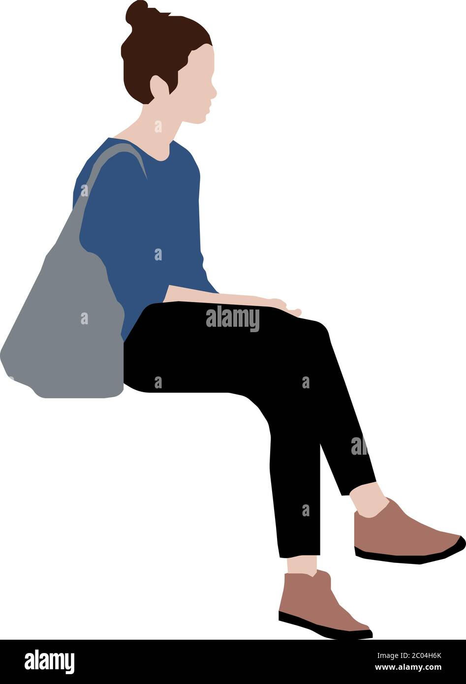 Sitting female person flat vector illustration Stock Vector Image & Art ...