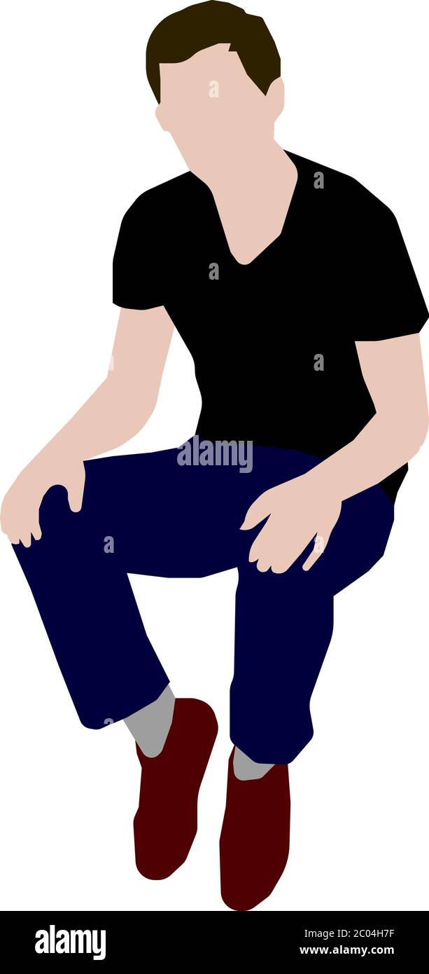 Sitting male person flat vector illustration Stock Vector