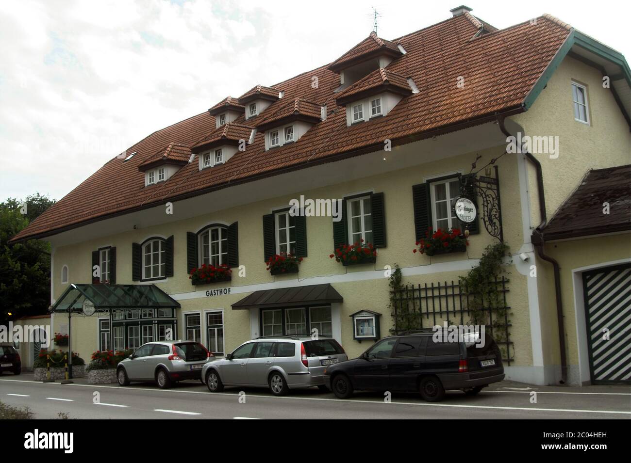 Steinbach am Attersee, Austria, The inn where Gustav Mahler lived. Österreich, Das Gasthaus, in dem Gustav Mahler lebte. Stock Photo