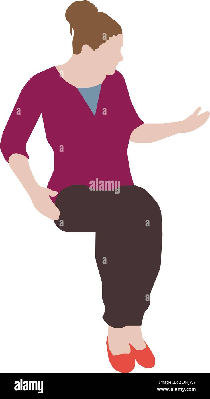 Sitting female person flat vector illustration Stock Vector Image & Art ...