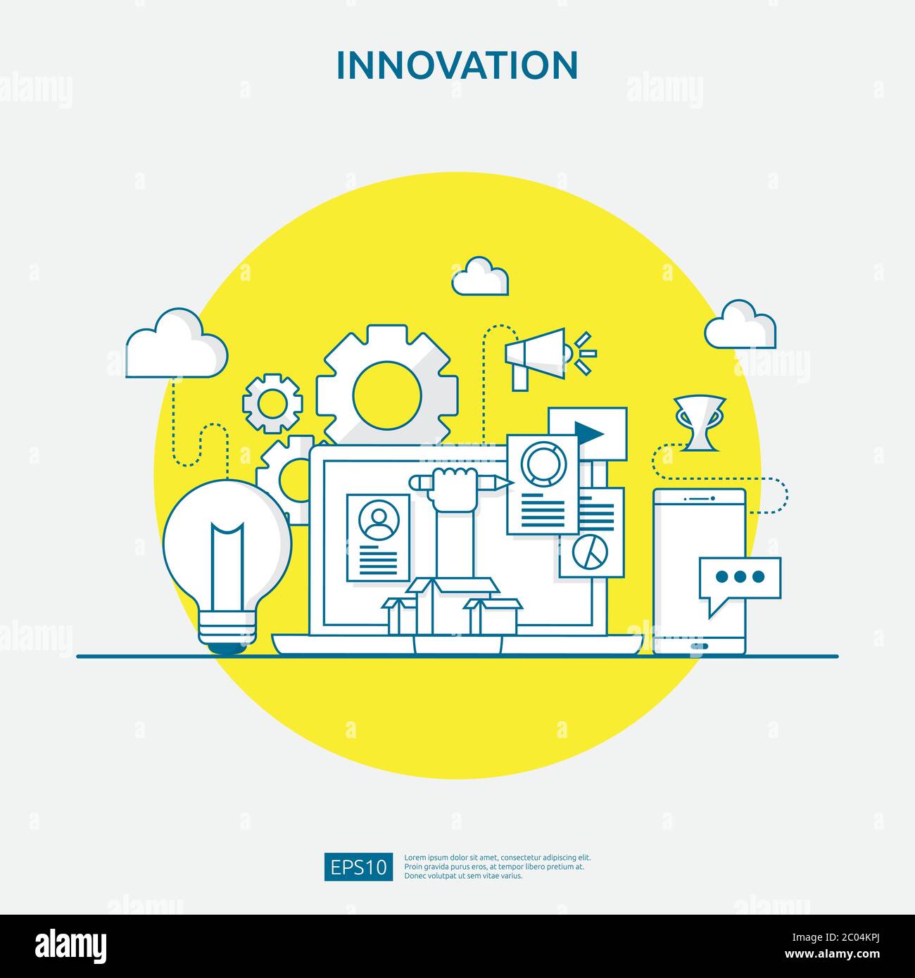 brainstorming innovation idea process and creative thinking concept ...