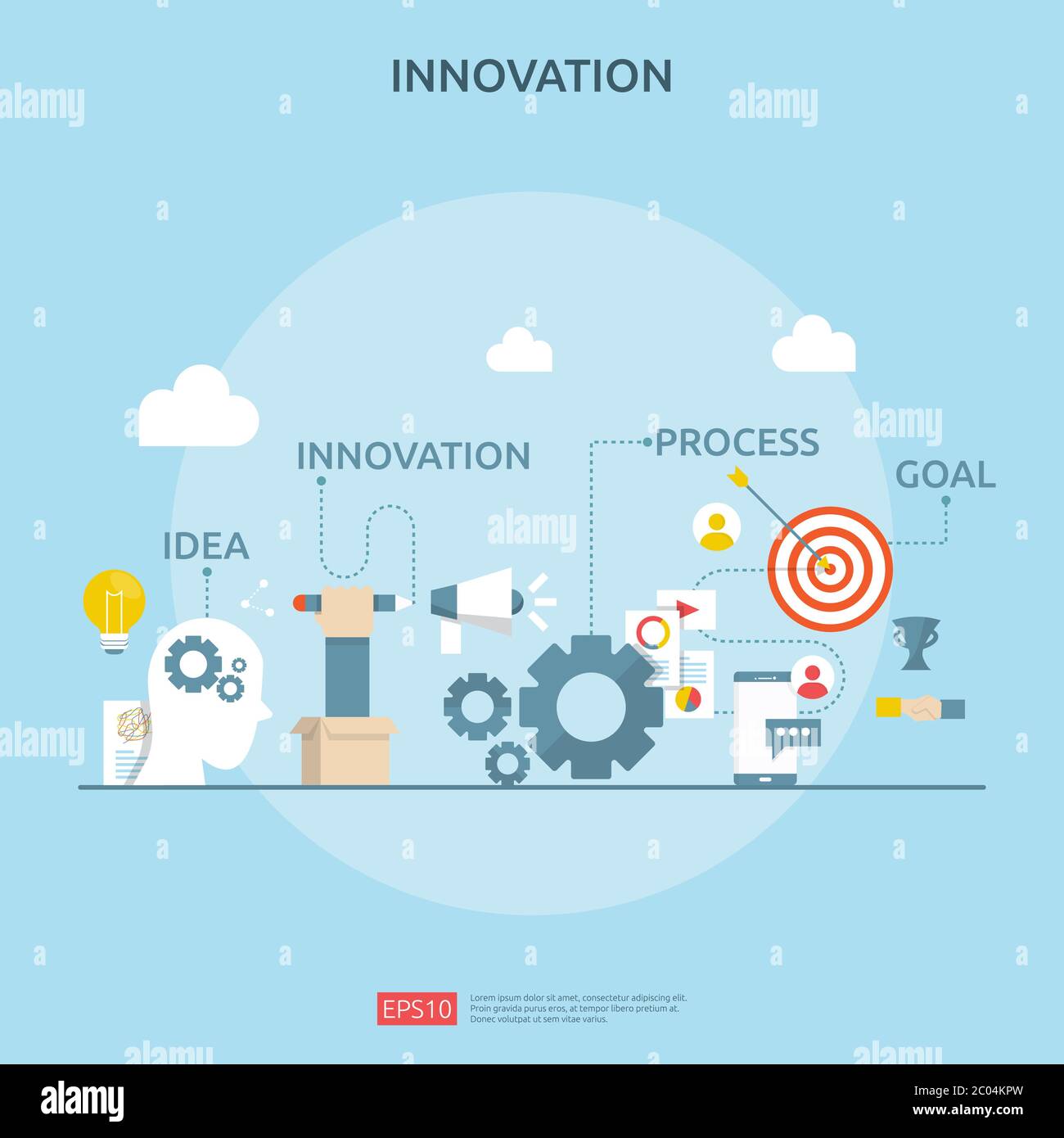 brainstorming innovation idea process and creative thinking concept ...