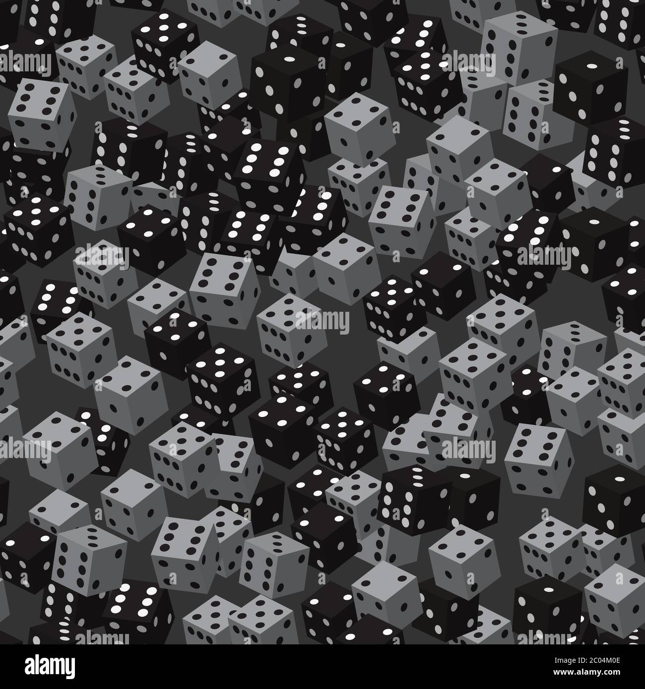 Black Gray Dice Seamless Pattern, 3D Illustration Stock Vector