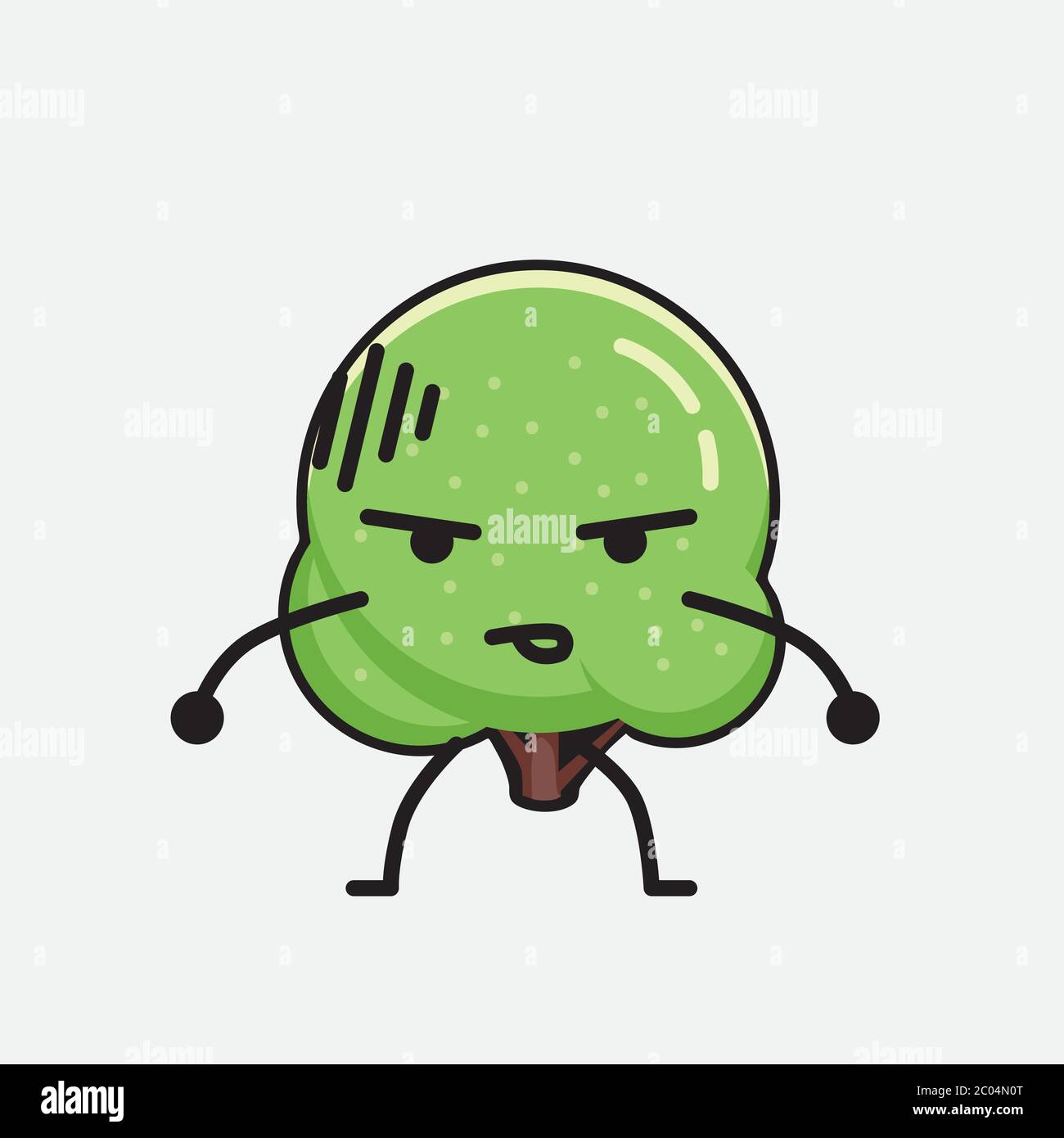 An illustration of Cute Green Rounded Tree Mascot Vector Character in ...