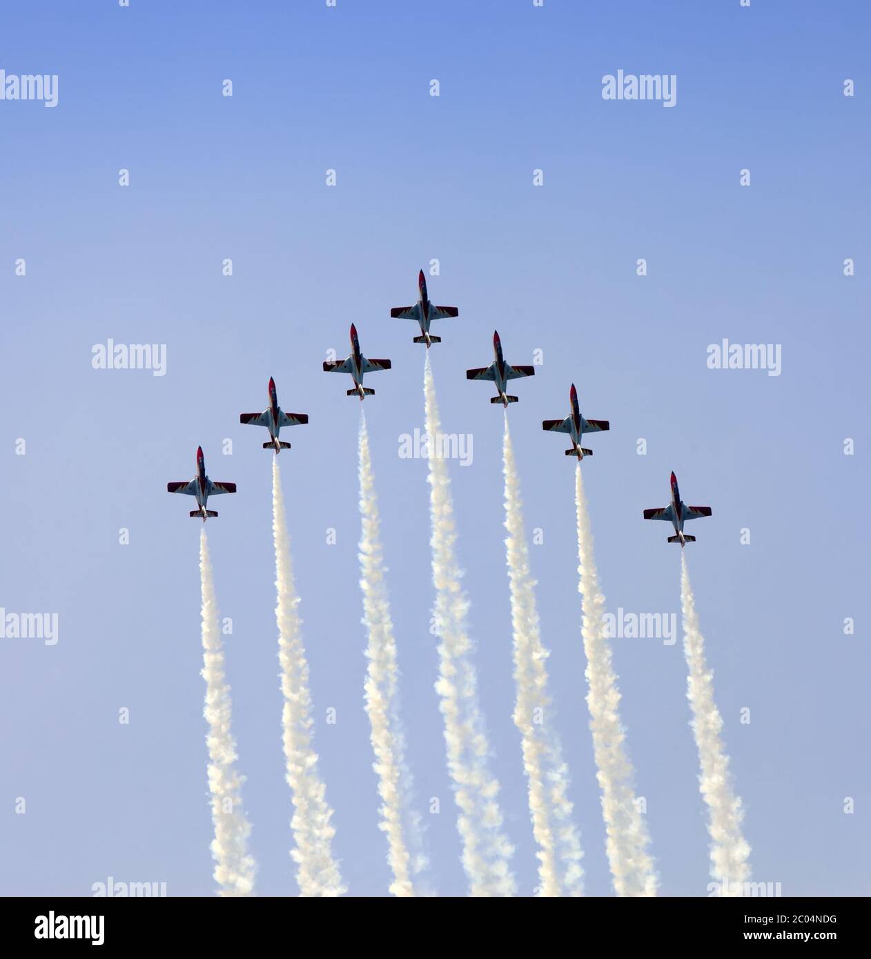Planes on an air show against clear sky Stock Photo - Alamy