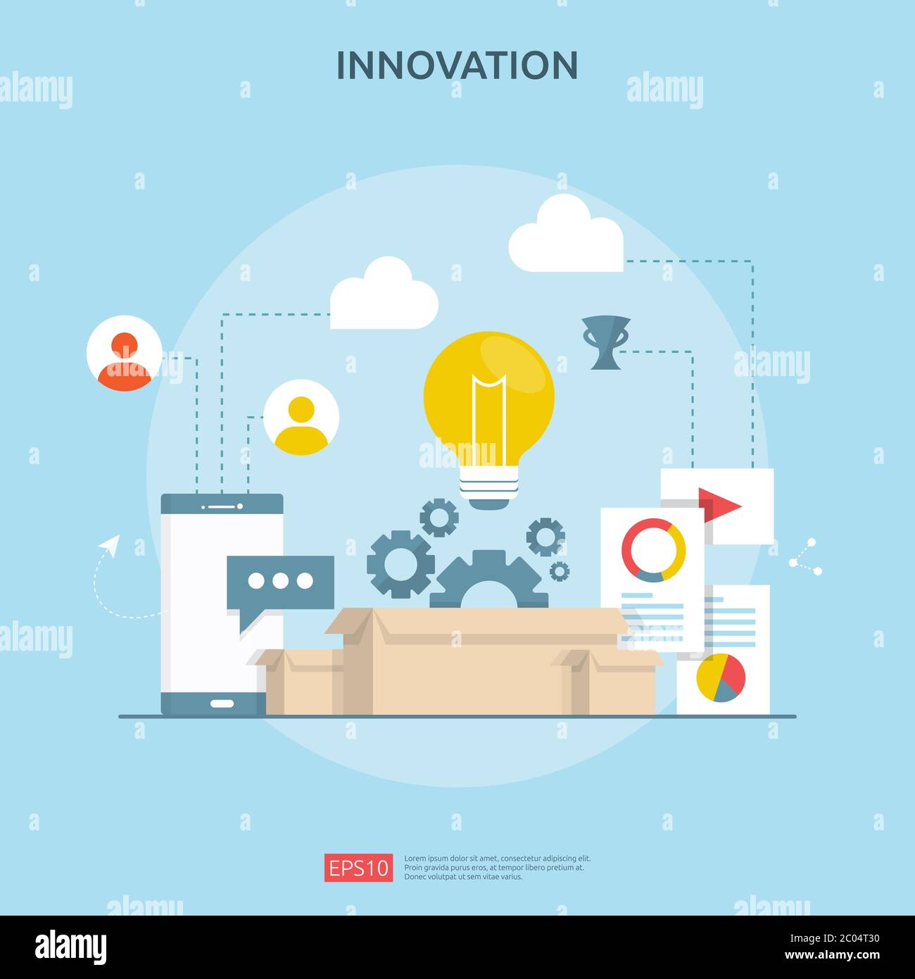 brainstorming innovation idea process and creative thinking concept ...