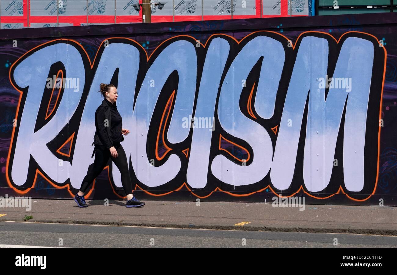 Edinburgh Scotland UK June Anti Racism Graffiti Has Appeared On A Street In