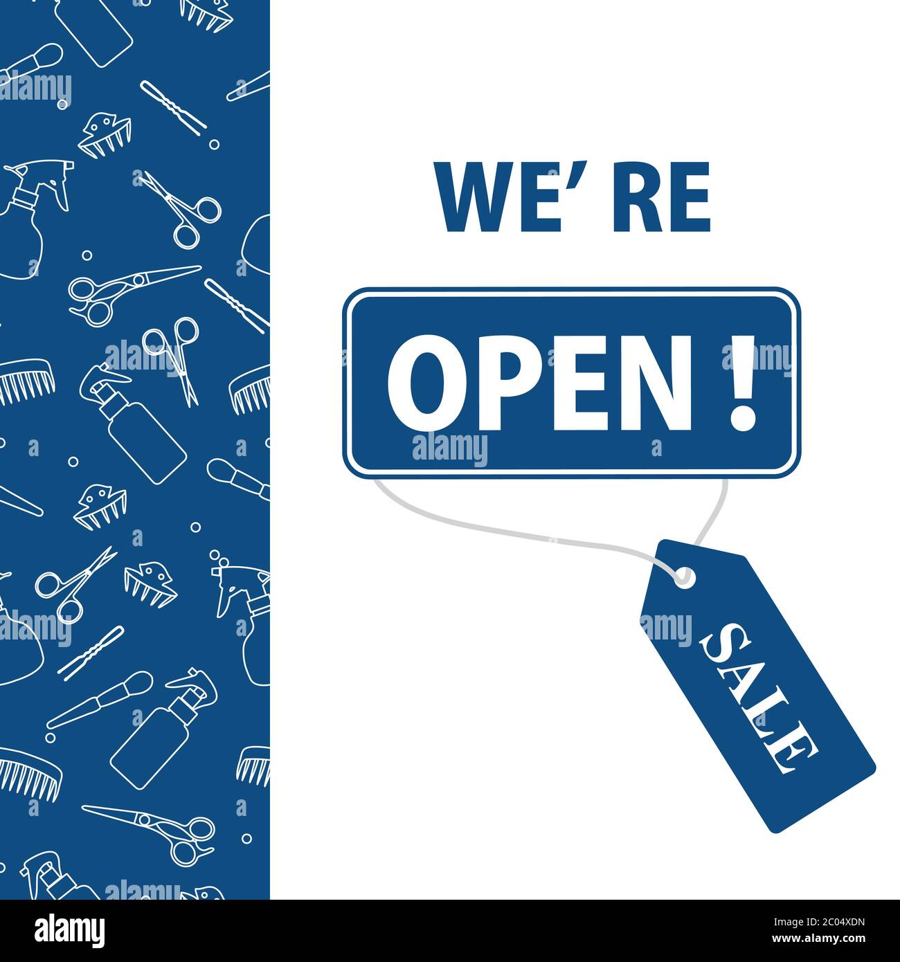 Vector illustration Reopening of professional hairdressing tools stores