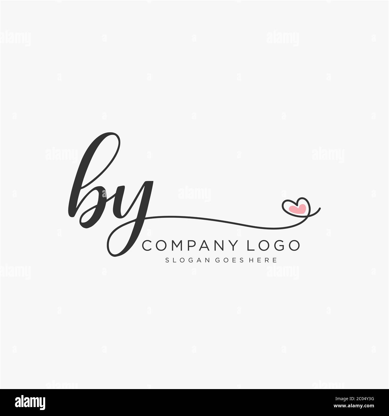 BY  handwritten logo for fashion, team, wedding, luxury logo. Stock Vector