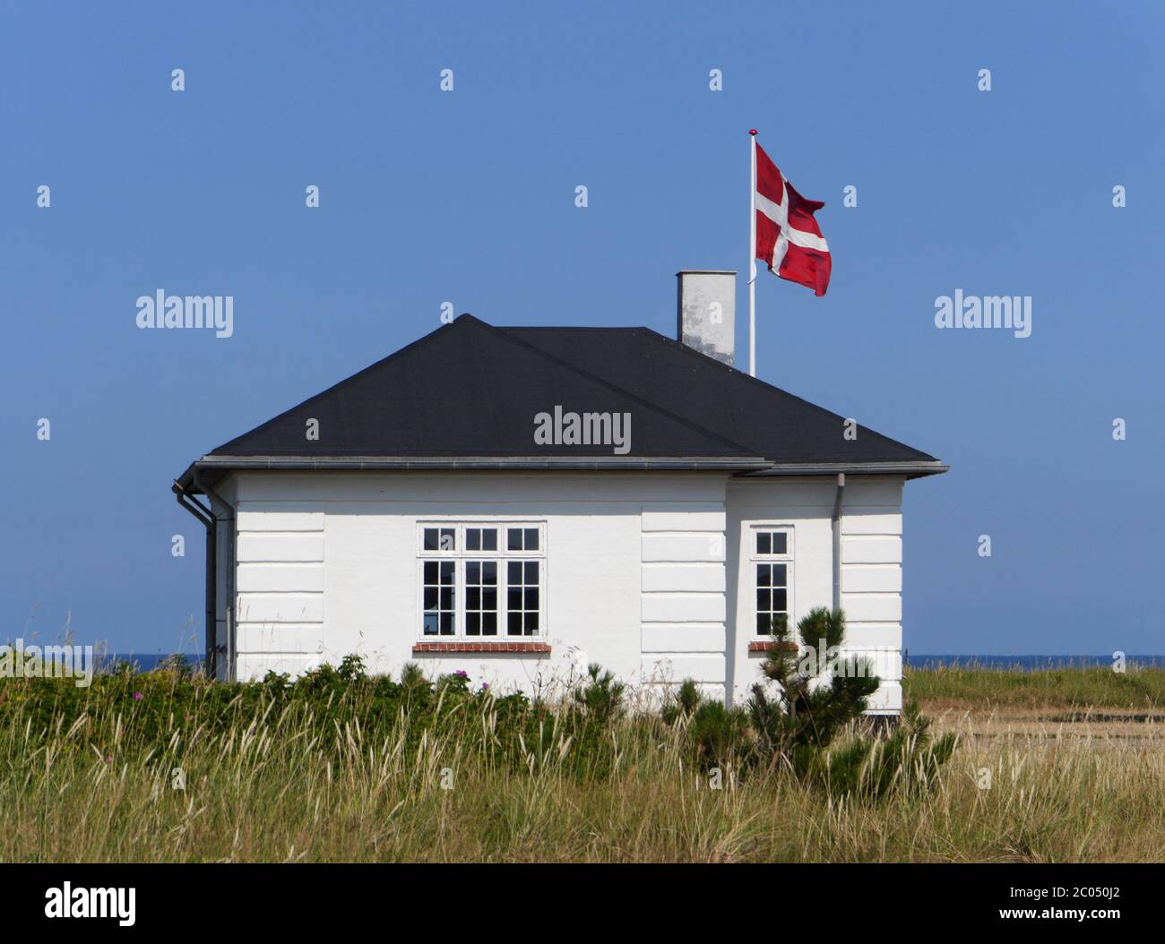 little house at lighthous hirtshals Stock Photo