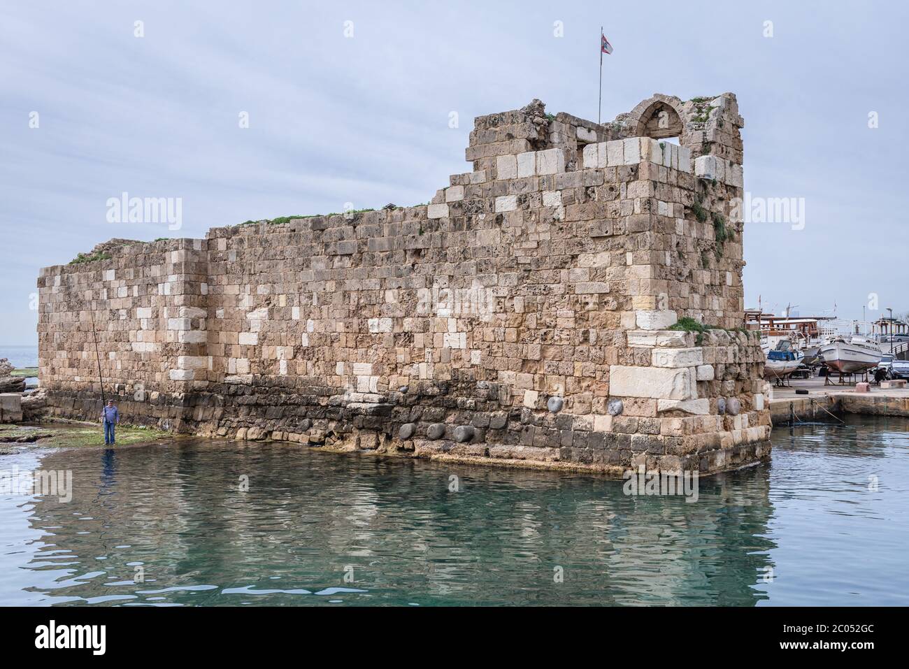 Ruins of ancient port in Byblos, largest city in the Mount Lebanon Governorate of Lebanon Stock Photo