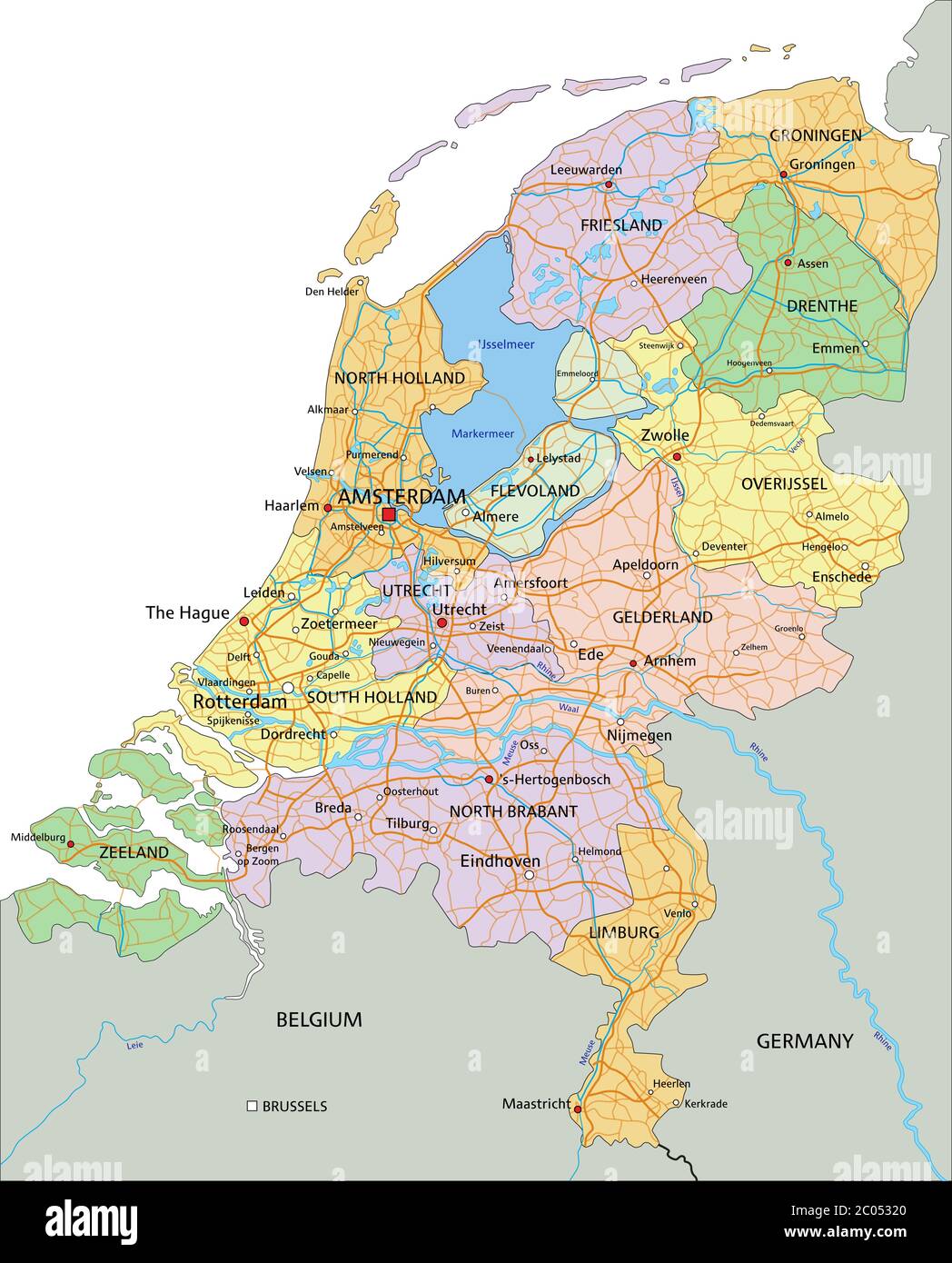 Netherlands Highly Detailed Editable Political Map With Separated Netherlands Highly Detailed Editable Political Map With Separated Layers 2C05320