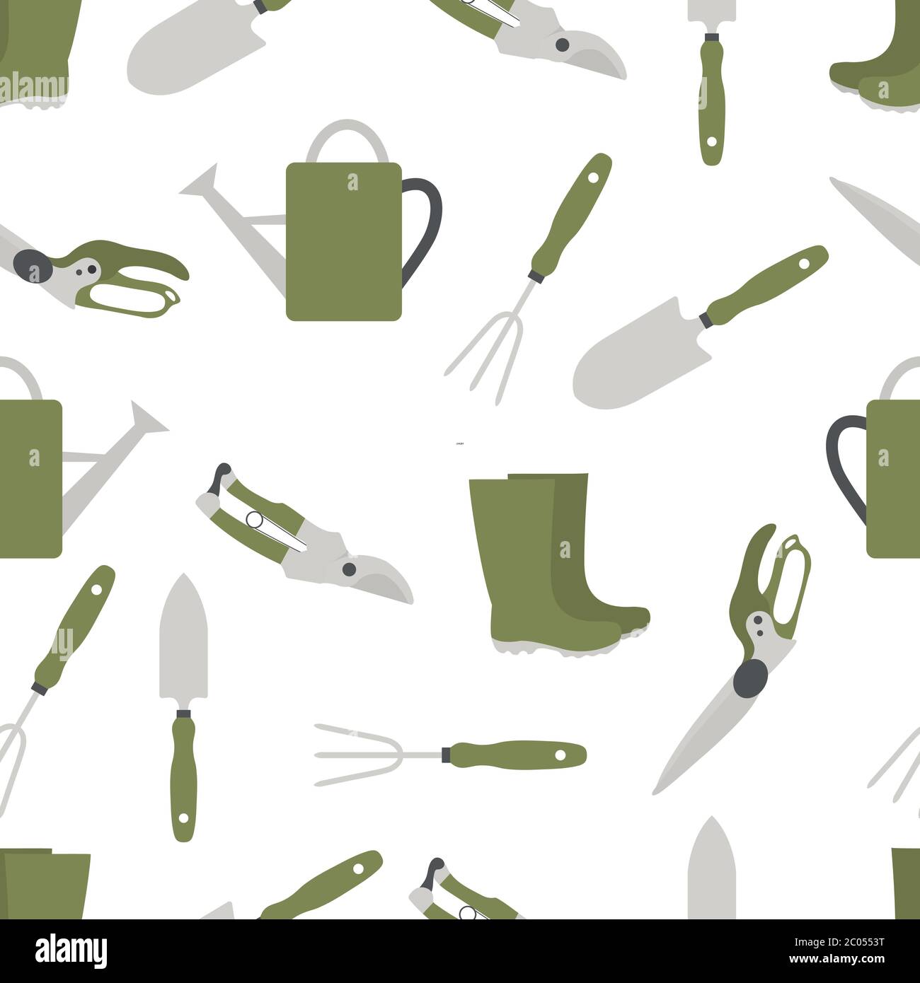Vector seamless pattern Illustration with gardening tools and rubber ...