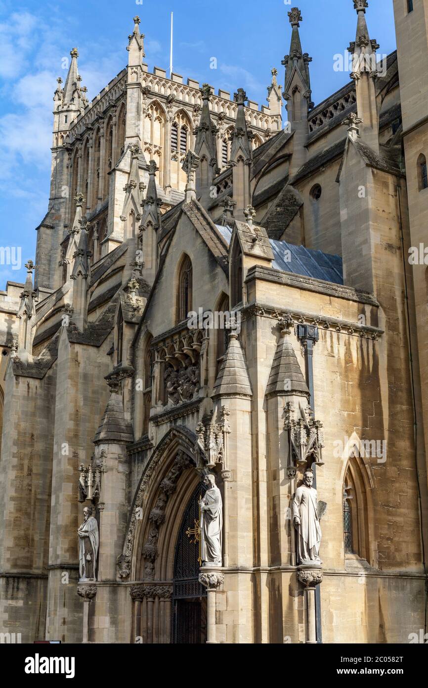 Statues of Saints by James Redfern, North Porch of Bristol Cathedral Stock Photo