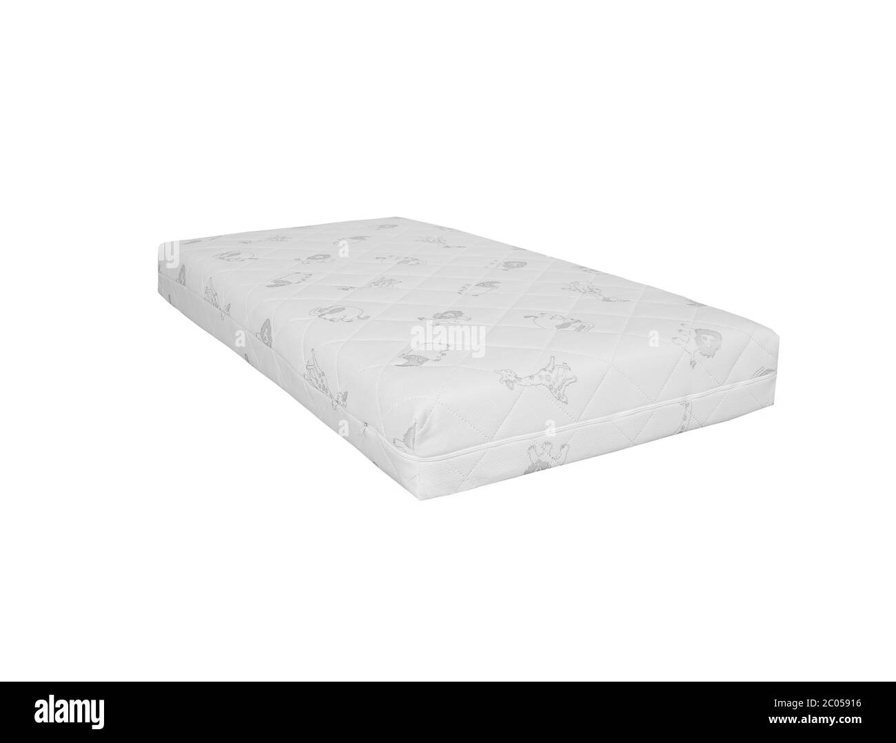 Orthopedic children's mattress in a protective cover. Stock Photo