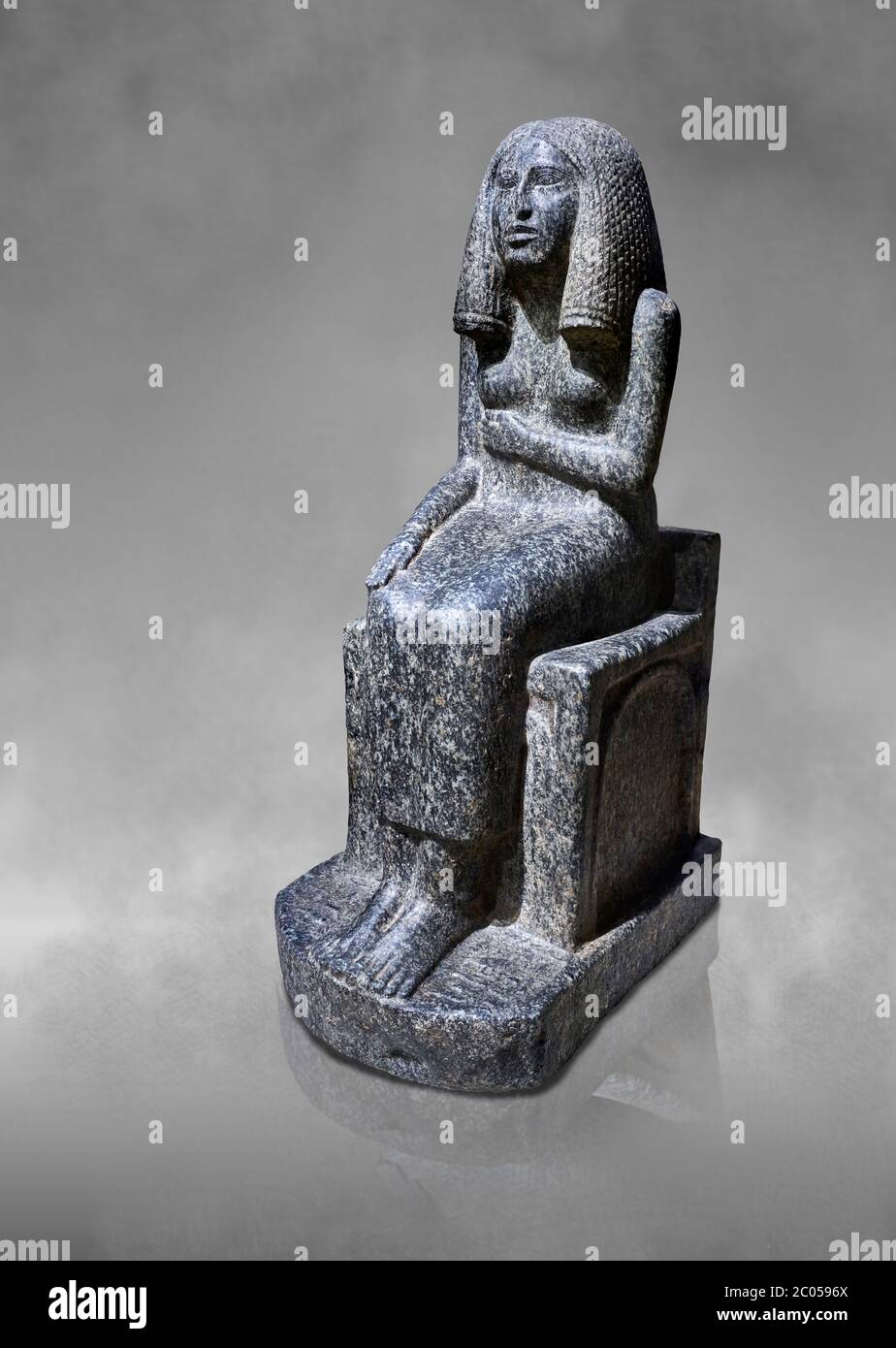 Ancient Egyptian Statue Of Princess Redji Grandorite Saqqara Old Kingdom 3rd Dynasty 2592 2543 Egyptian Museum Turin Grey Background The Stock Photo Alamy