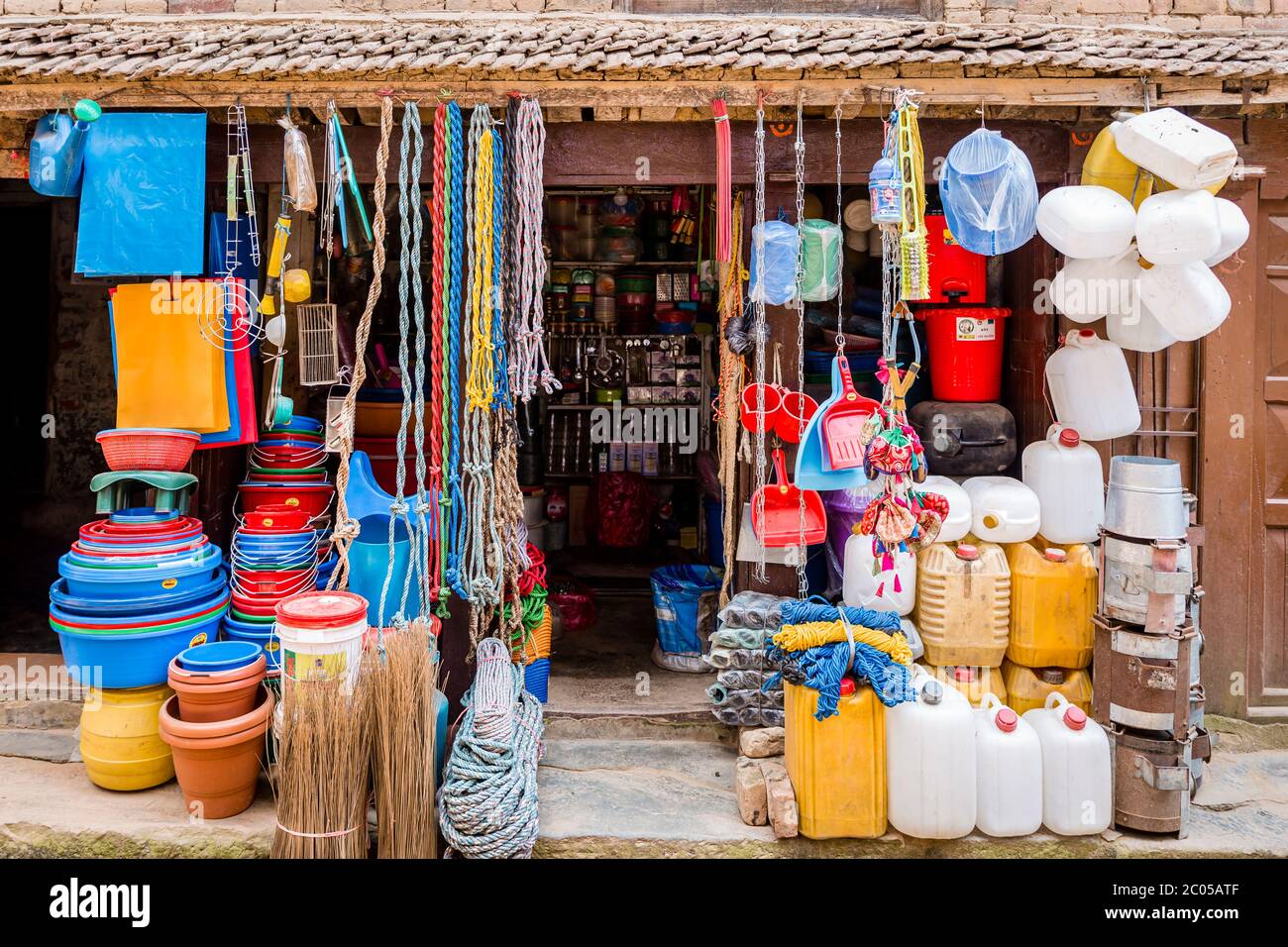 Kathmandu,Nepal August 2,2019 Consumer goods for sale at the shop in