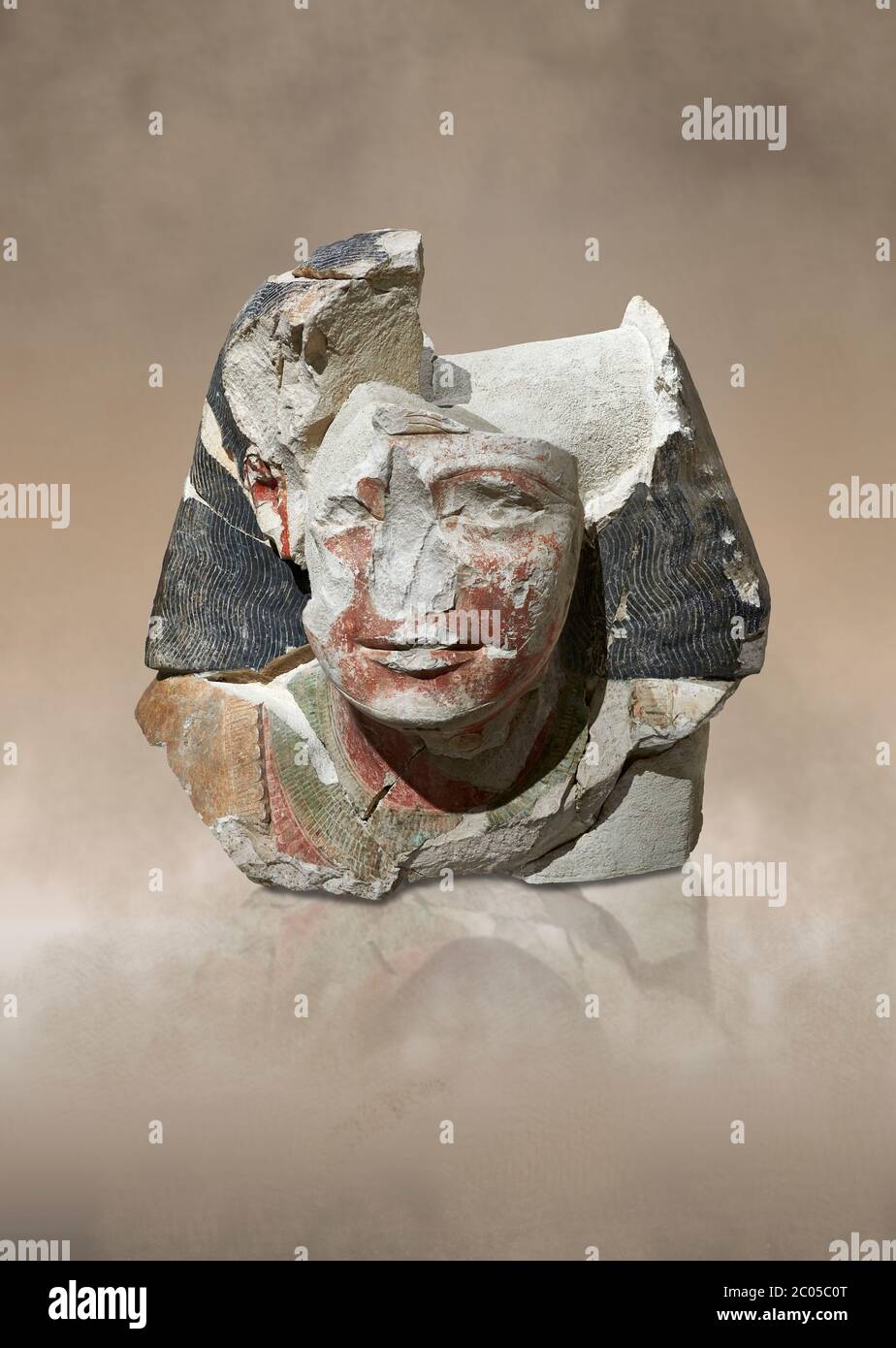 Ancient Egyptian statue head of a monarch, limestone, Middle Kingdom