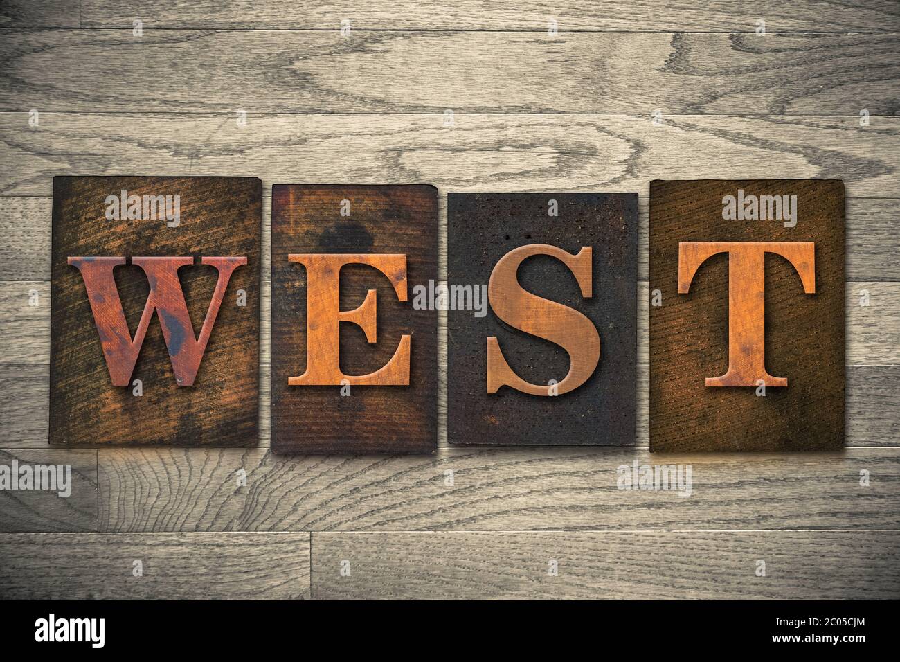 West Wooden Letterpress Theme Stock Photo