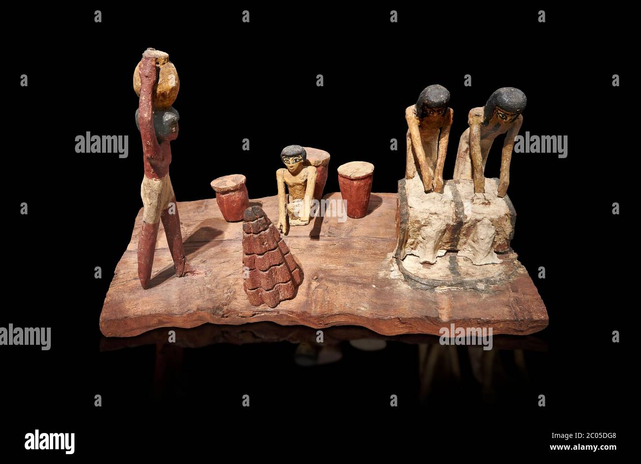 Ancient Egyptian wooden model of bread making, Middle Kingdom, 12th Dynasty, (1939-1875 BC), Asyut., Tomb of Minhotep Egyptian Museum, Turin. Cat 8789 Stock Photo