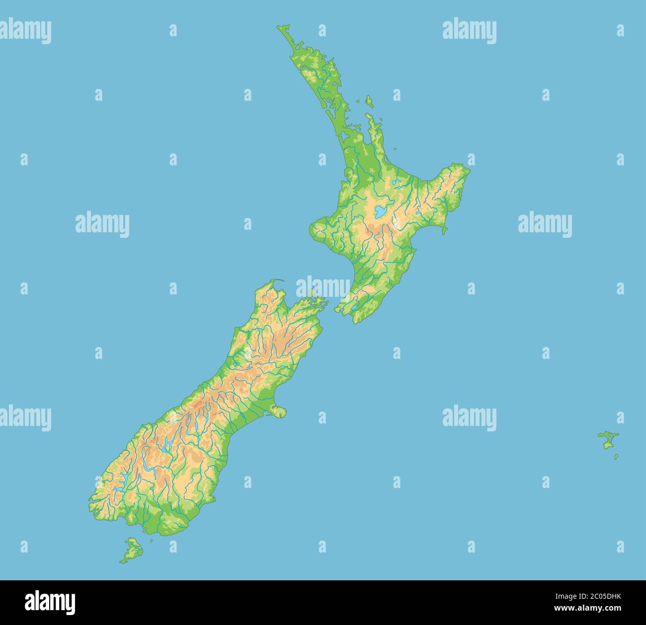 Physical Map Of New Zealand Hi Res Stock Photography And Images Alamy High Detailed New Zealand Physical Map 2C05DHK