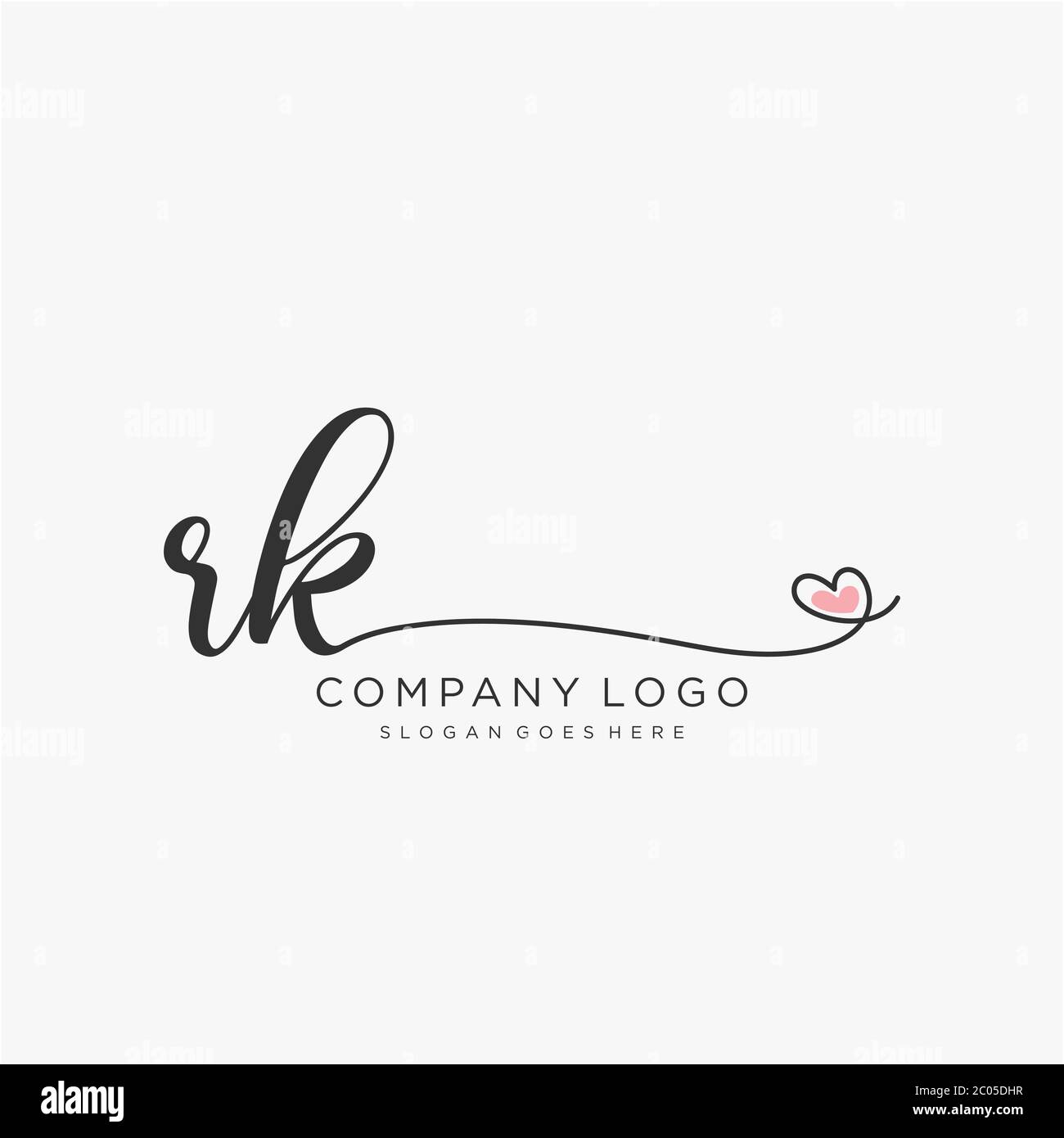 RK Initial handwriting logo design with 