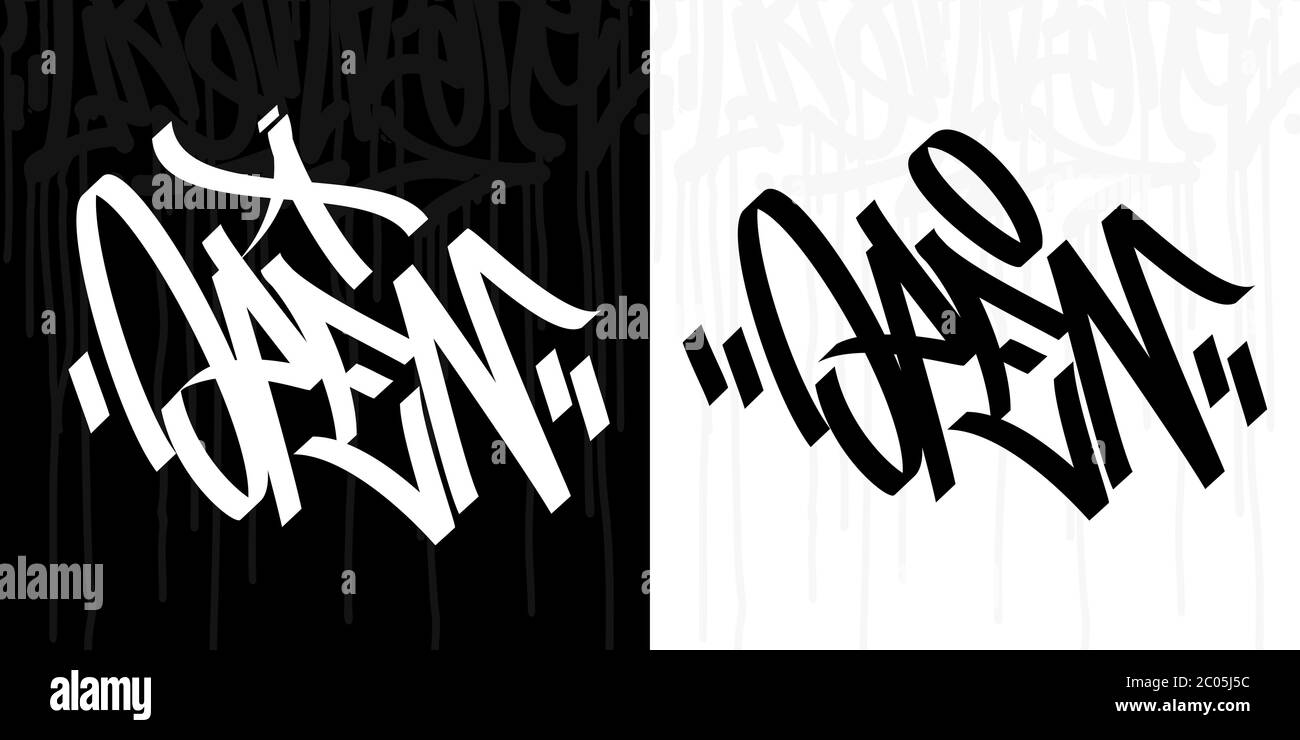 Word Open Abstract Hip Hop Hand Written Graffiti Style Vector Illustration Stock Vector