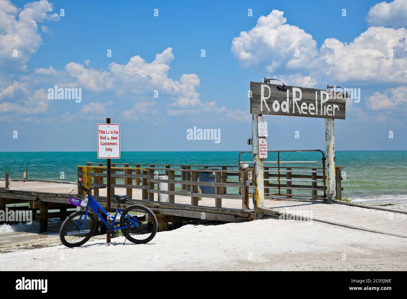Anna Maria Island, FL / USA - May 15, 2019: Rod and Reel Fishing Pier and Restaurant on Anna Maria Island, Florida Stock Photo