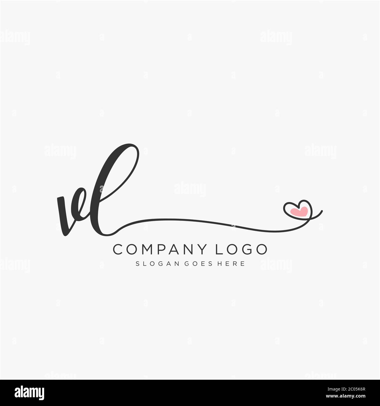 VL Initial handwriting logo design with circle. Beautyful design