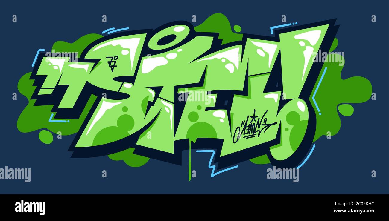 Abstract Word Lets Graffiti Style Font Lettering Vector Illustration Stock Vector