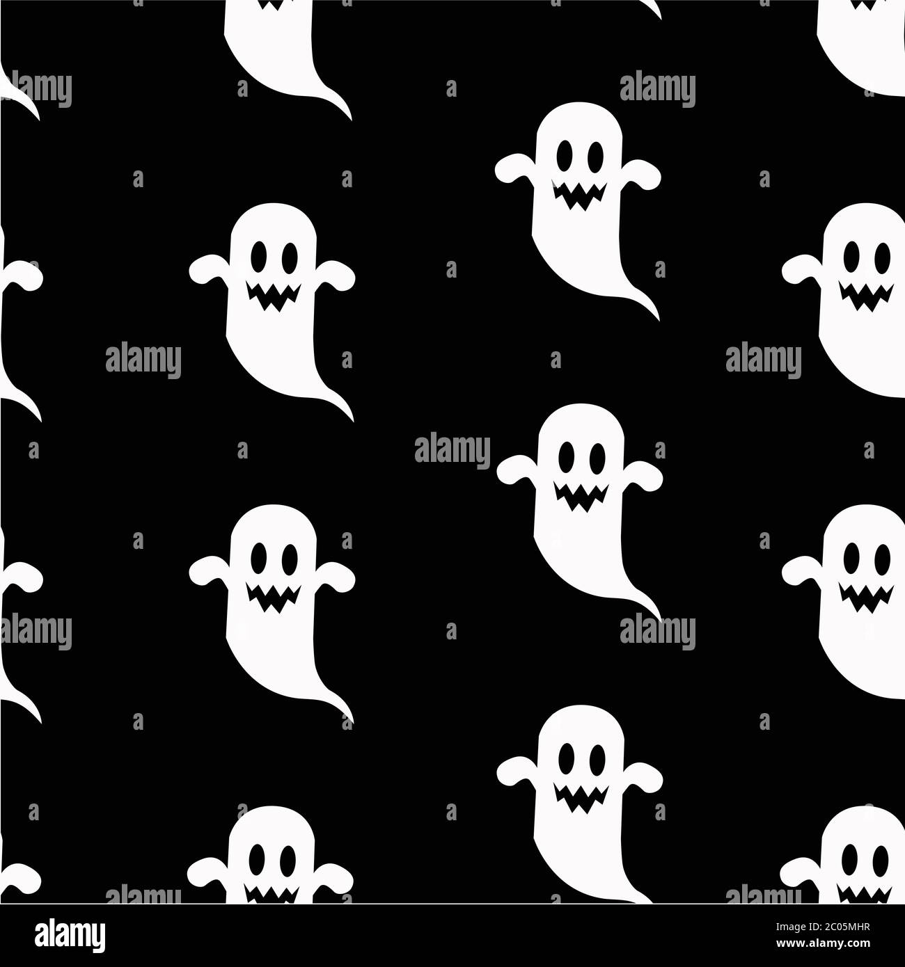 Vector Seamless Halloween Pattern Background with Ghost Stock Vector ...