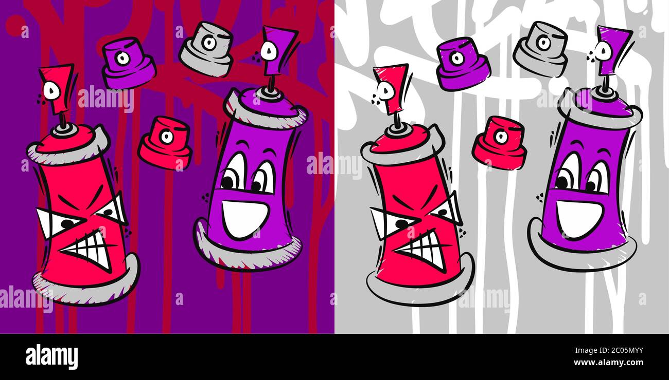 Abstract Hiphop Graffiti Dirty Style Cartoon Spray Cans Vector Illustration  Stock Vector Image & Art - Alamy