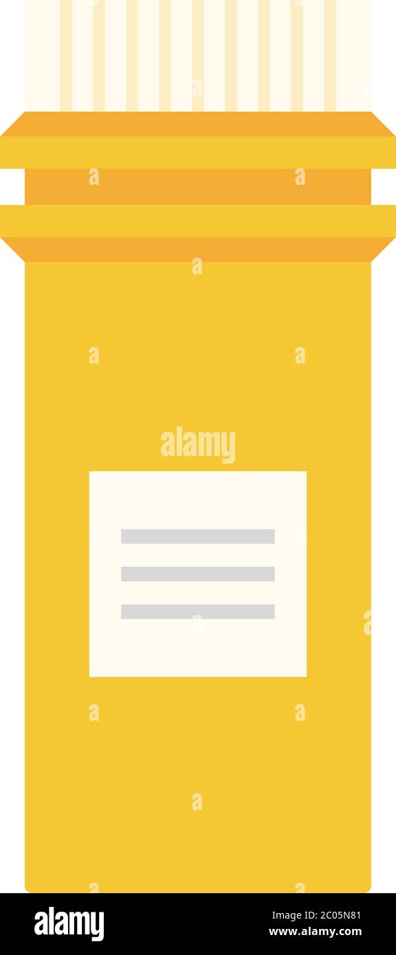 Yellow pills jar vector icon flat isolated Stock Vector