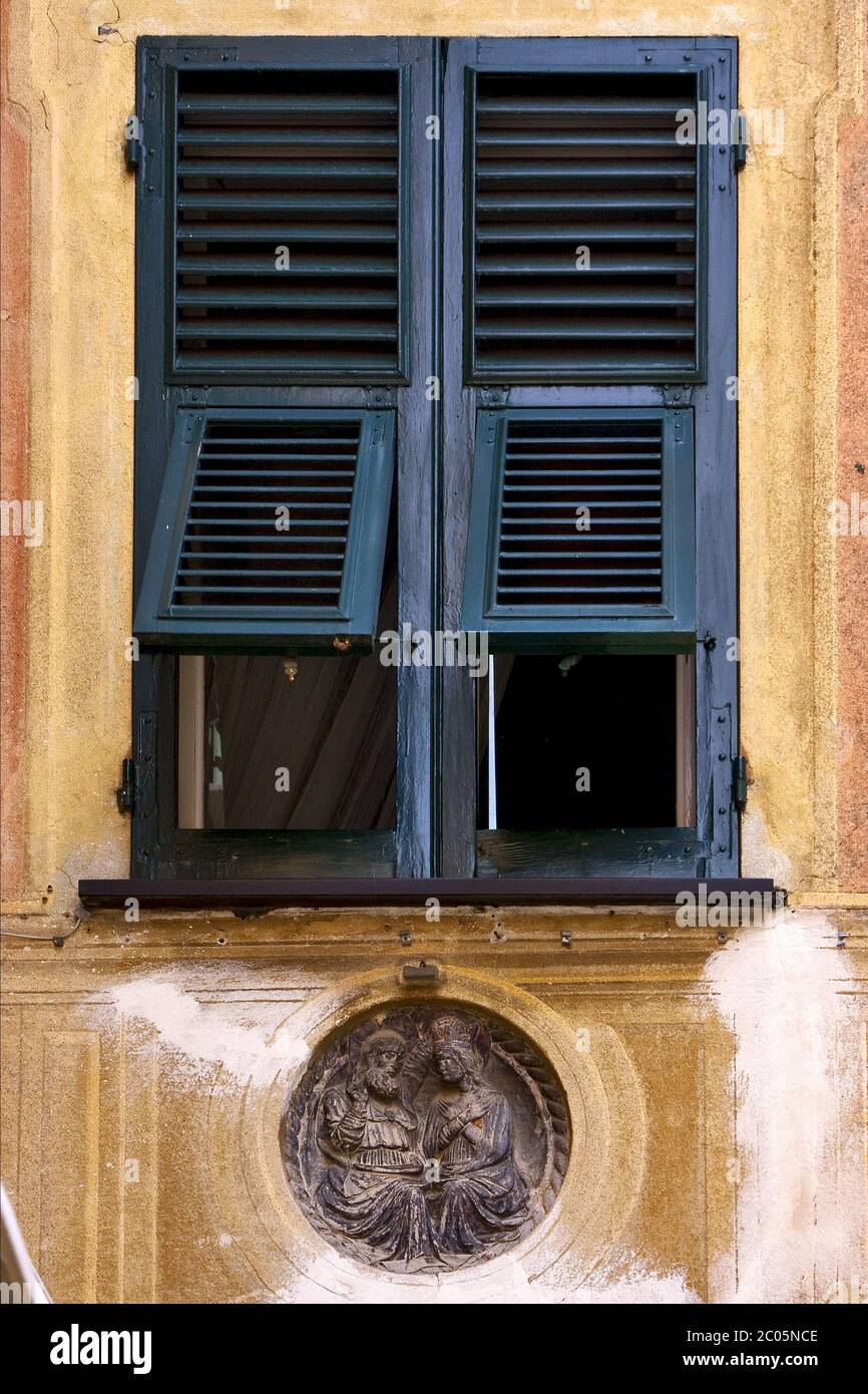 green wood blind in portofino Stock Photo Alamy