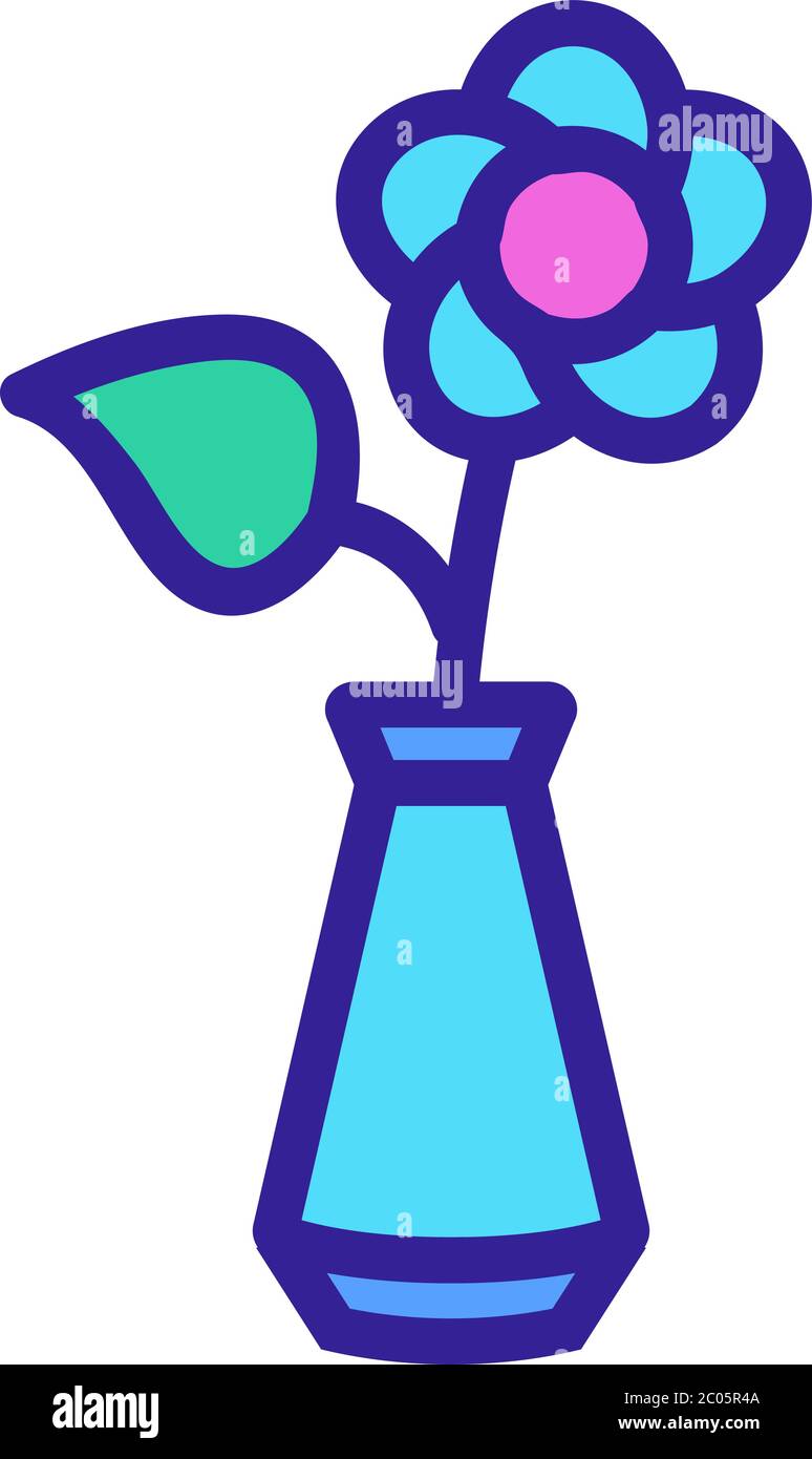 flower in vase icon vector outline illustration Stock Vector Image ...