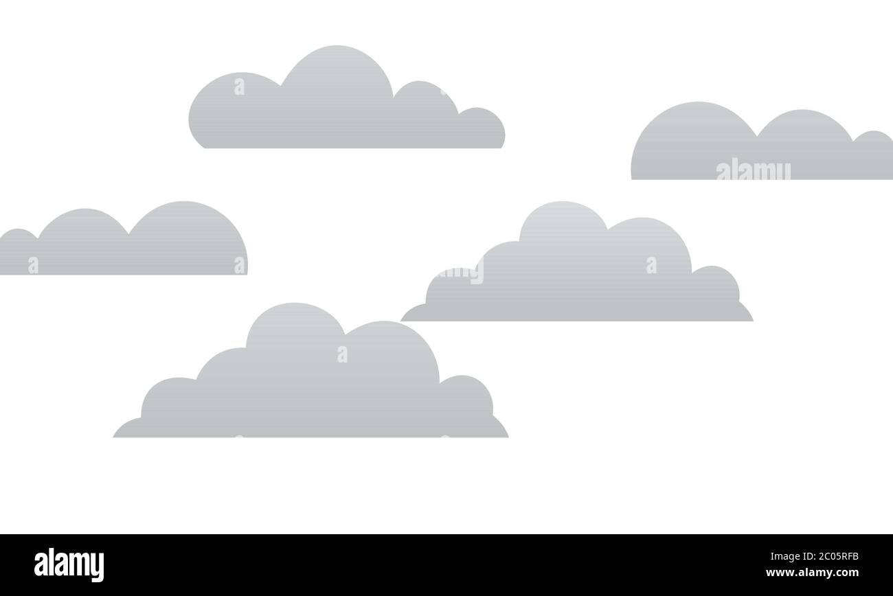 Gray clouds on a white background vector illustration in a flat design ...