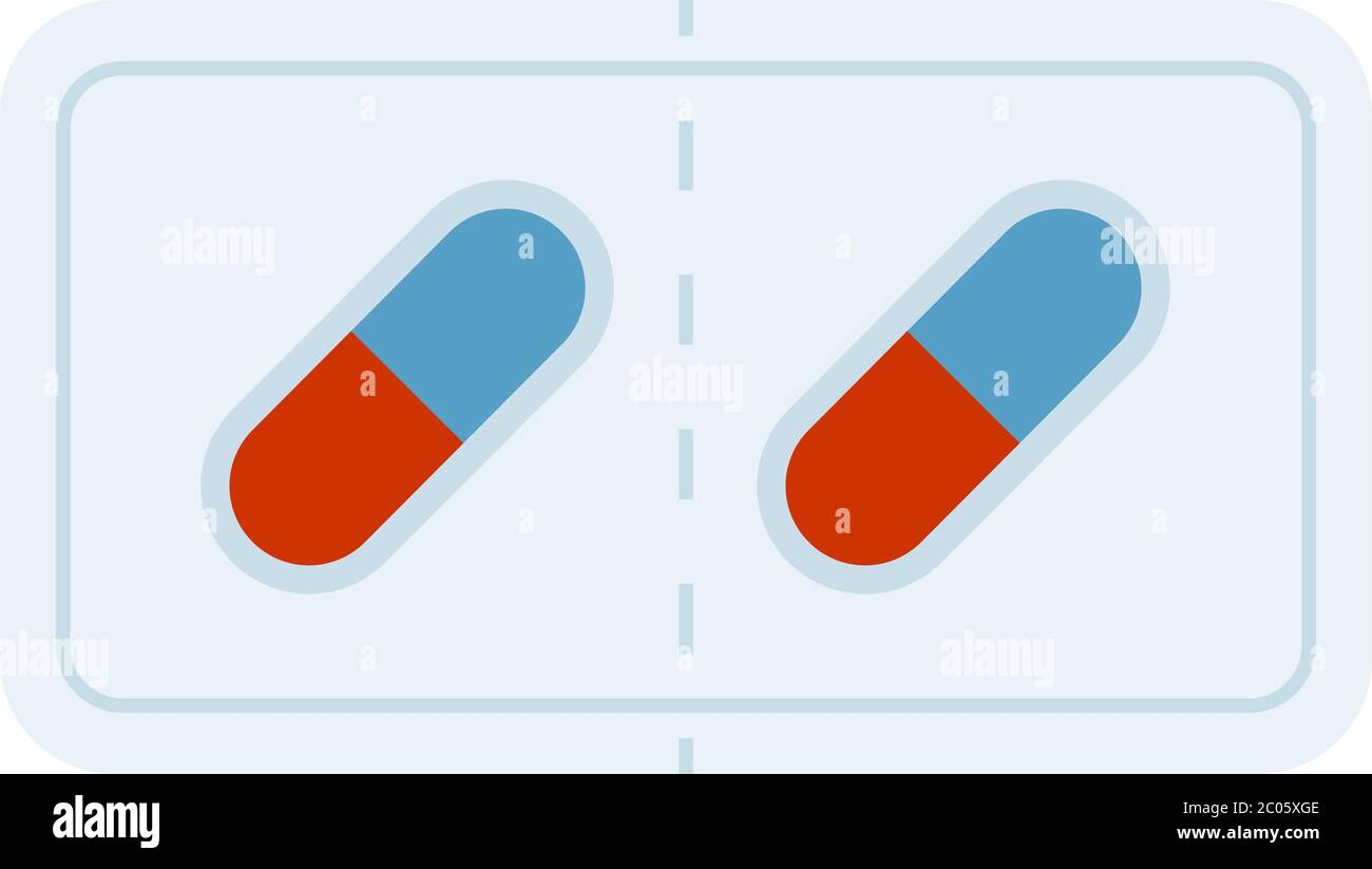 Medicinal capsules in a package vector icon flat isolated Stock Vector