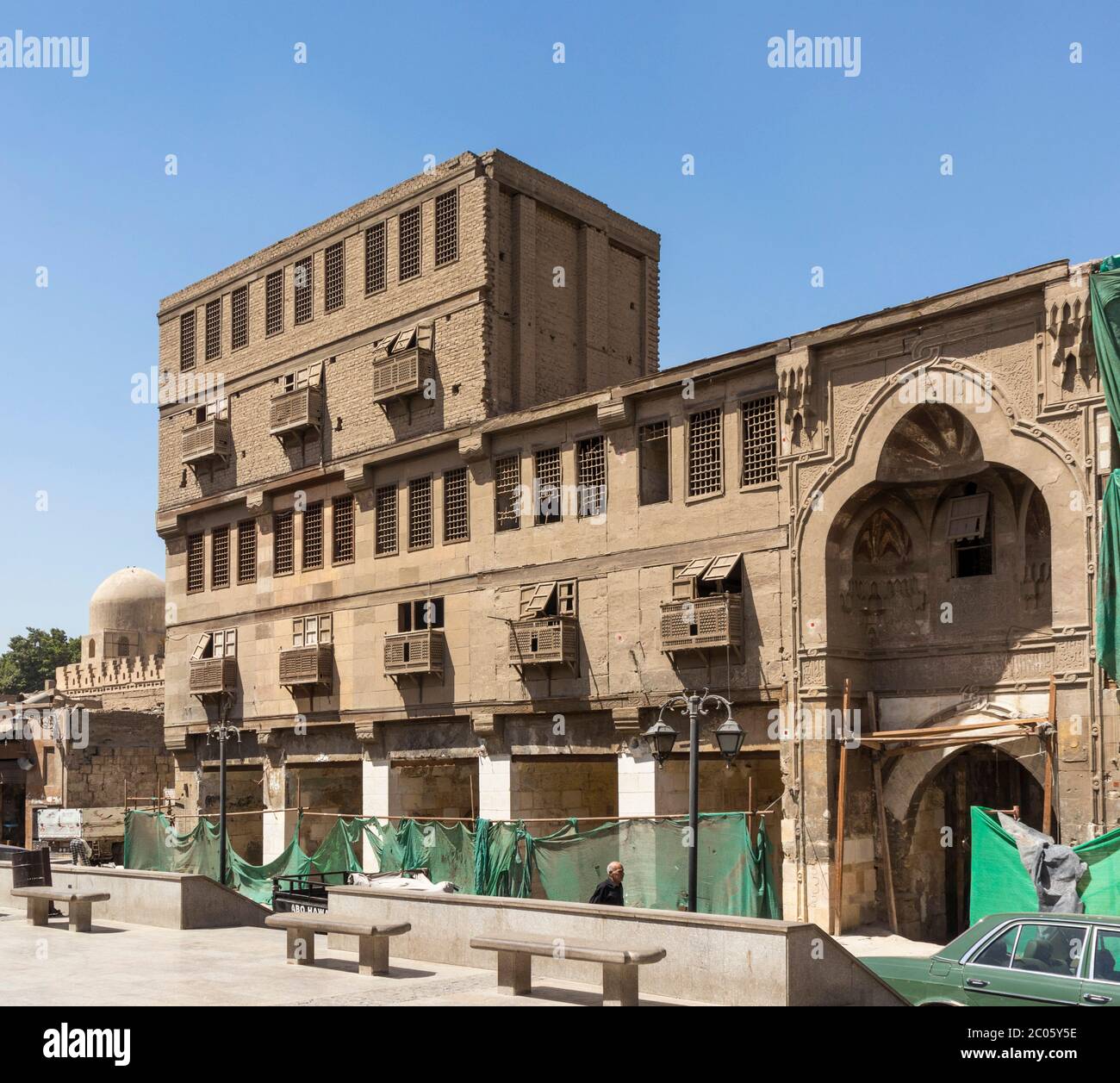 facade of wikala of Qaytbay, Bas al-Nasr, Cairo, Egypt Stock Photo