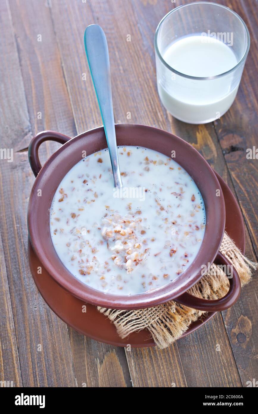 buckwheat with milk Stock Photo Alamy